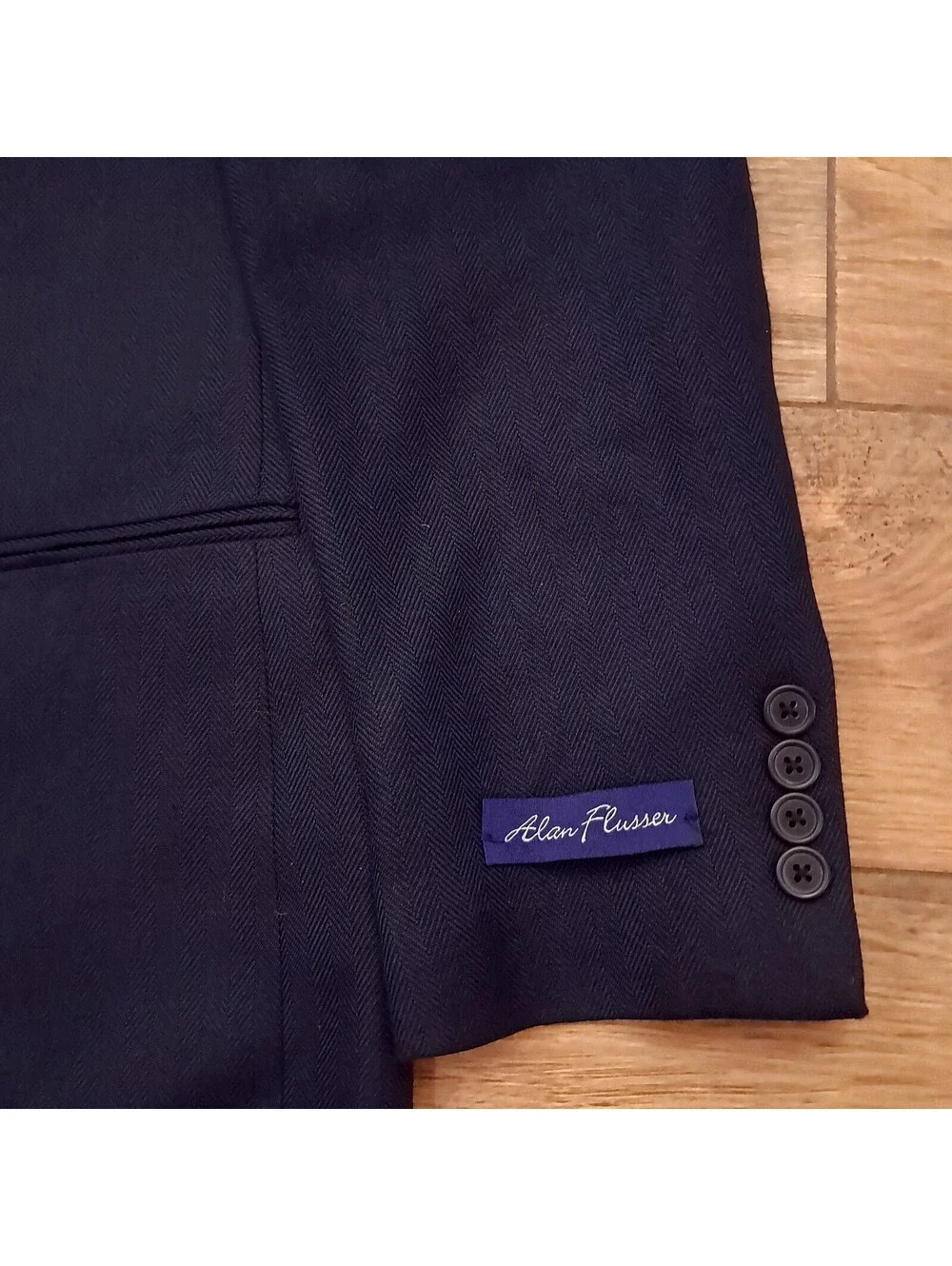 NEW Alan Flusser blazer sz 42R 42 regular navy blue herringbone suit jacket